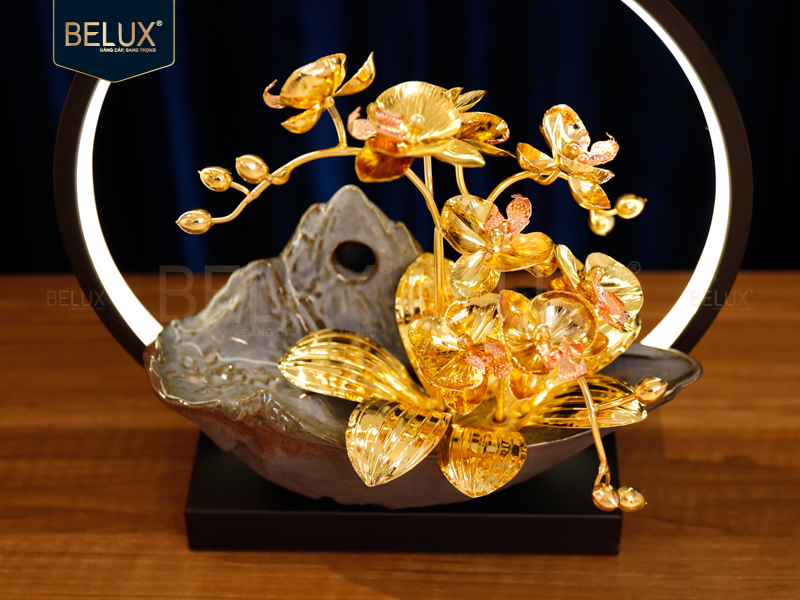 Lan Trầm Tiểu Cảnh   mạ vàng 24k&nbsp;30x20x30cm